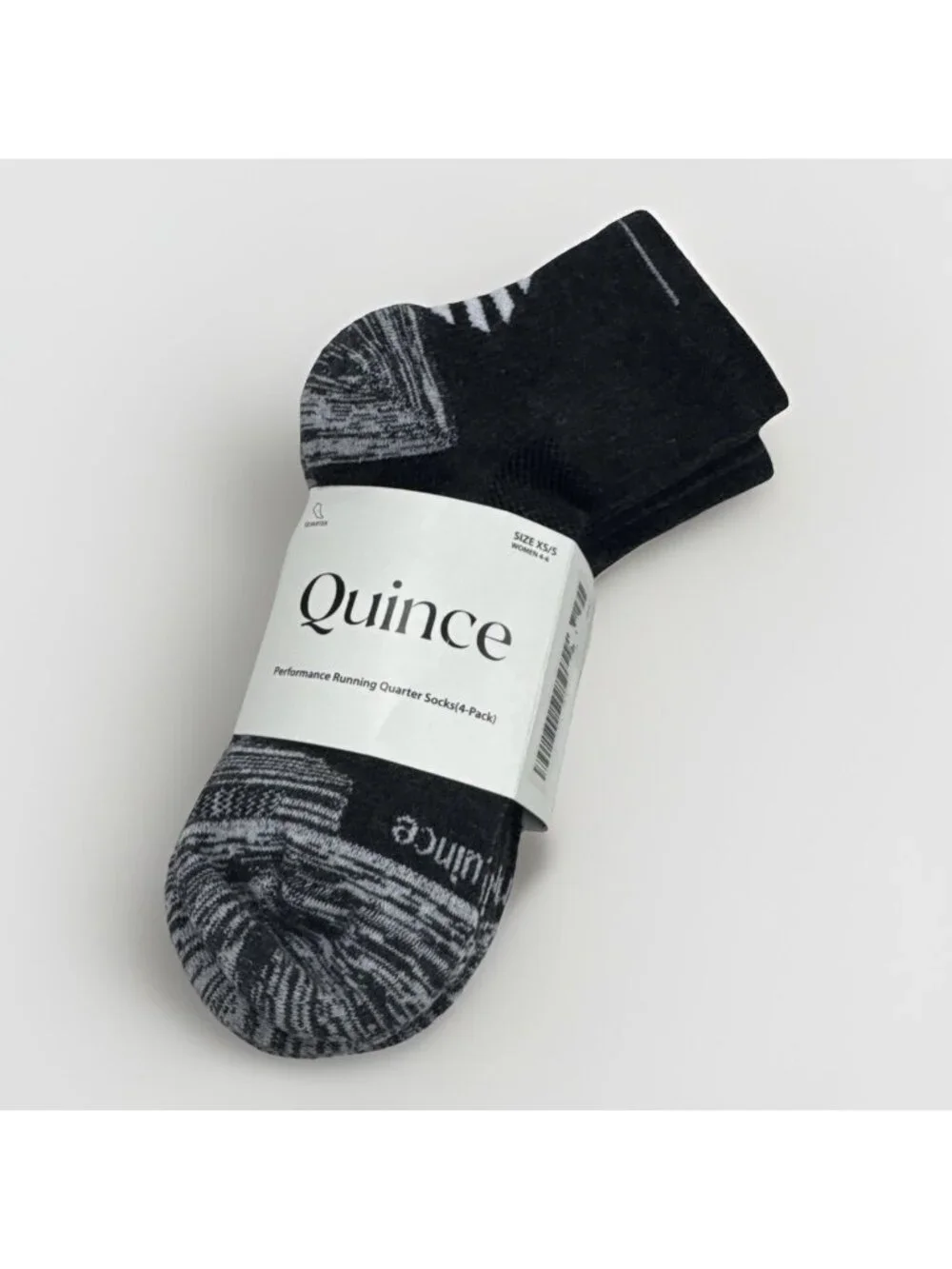 Quince Women's Performance Running Quarter Socks 4-Pack in Grey Size XS/S 4-6